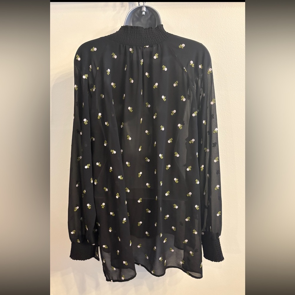 CAbi Black Floral Blouse, size L - Picture 3 of 5